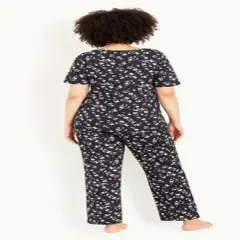 Women's Plus Size Floral PJ Set - black | EVANS