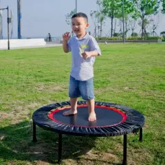 NAYSAYE Trampoline Mini Exercise Trampoline for Adults and Kids Indoor Fitness Rebounder with Safety Pad, Black, 39.37"*39.37"*9.84"