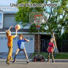 Metal Basketball System, Adjustable Height 77 in-102 in (6.46 ft-8.53 ft) Portable Impact Basketball Outdoor Basketball Frames with 33in Basketball