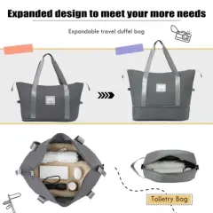 NAYSAYE Luggage Softside Expandable 3 Piece Luggage Set with Duffel Bag TSA Lock Spinner Wheels for Travel, Gray, 31.78"*20"*12.33"