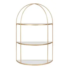 21" x 32" Freade Tiered Decorative Wall Shelf White/Gold - Kate & Laurel All Things Decor