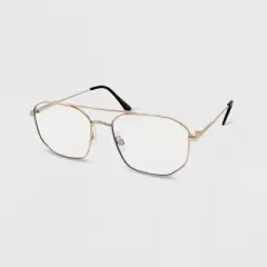 Women's Geometric Metal Aviator Blue Light Filtering Glasses - Wild Fable&trade; Gold