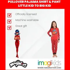 Miraculous Ladybug Vesperia Rena Rouge Girls Pullover Pajama Shirt and Pants Sleep Set Little Kid to Big Kid