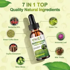 Alliwise (2 Pack) Berberine Liquid Drops Support Immune, Digestion System & Heart Health, 4 Fl Oz (Apple)