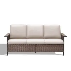 Buenhomino Wicker Outdoor Patio Sofa Patio Furniture Loveseat, All Weather Wicker 3-Seater Outdoor Furniture Sofa