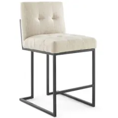 Privy Stainless Steel Upholstered Fabric Counter Height Barstool Black - Modway