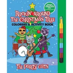 The Party Cats Rockin' Around the Christmas Tree Coloring & Activity Book - by  Primary Wave & Dover Publications (Hardcover)
