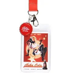 Fallout Lanyard Nuka Cola Zap That Thirst Clear ID Badge Holder Keychain with Bottle Cap Charm Multicolored