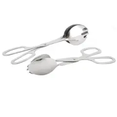 Unique Bargains Stainless Steel Scissor Food Tongs 10.4 Inch Silver Tone 2 Pcs