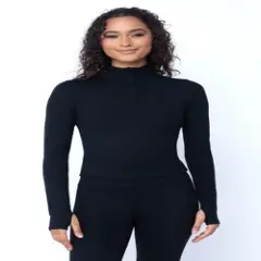 Yogalicious Womens Lux Crosstrain Everyday Half Zip Jacket with Thumbholes