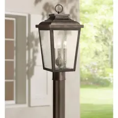 Minka Lavery Rustic Outdoor Post Light Fixture Chelsea Bronze 18" Clear Seedy Glass for Exterior Barn Deck House Porch Yard Patio