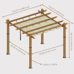 GustoWave Patio 10x10 Ft Wood-Grain Post Pergola Gazebo for Backyard Garden Porch