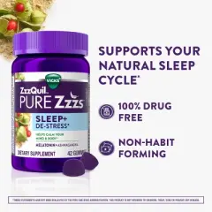 Pure Zzzs De-Stress & Sleep Melatonin + Ashwagandha Gummies - Blackberry Vanilla