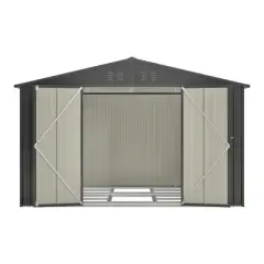 10x8FT Outdoor Storage Shed, Large Metal Tool Shed with Lockable Door & Air Vent, Utility Storage House for Backyard Garden Patio Lawn