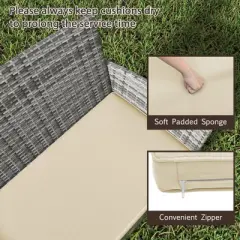 Tangkula Set Of 4 Patio Furniture Set w/Washable Cushions & Tempered Glass Coffee Table