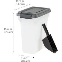 IRIS USA Dog Food Storage Container, Airtight Lid, 2-Cup Scoop, Up to 13 Pounds Pet Food Storage, Dark Gray