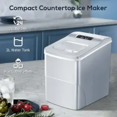 R.W.FLAME Countertop Ice Maker, makes 9 cubes in only 6 minutes, offers two sizes of bullet ice, and comes with an ice scoop,green
