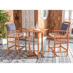Pate 3pc Bistro Set - Natural/Beige/Navy - Safavieh