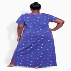 Women's Plus Size Short Sleeve Maxi Sleep Dress - periwinkle floral  | AVENUE