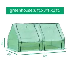 Aoodor Outdoor 6' x 3 ' x 3' Portable House-Shaped Mini Greenhouse with PE Cover Green