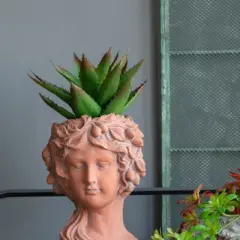 DSVIMOY Head Bust Planter, Indoor Outdoor Home Garden Decor, Modern Design for Indoor and Outdoor Spaces, Brown, 7.9"*8.9"*11.6"