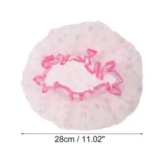 Unique Bargains Women's Durable Double Layer Bath Cap White Pink 1 Pc