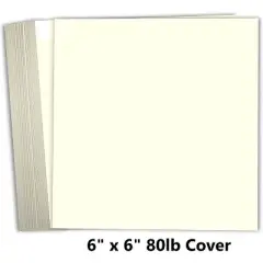Hamilco 6x6 Cream White Scrapbook Cardstock Paper 80lb Cover Card Stock 100 Pack