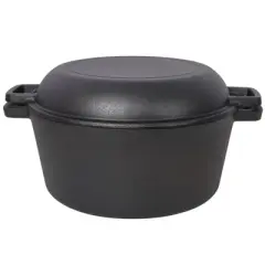 DSVIMOY 3-In-1 Outdoor Oven, 5 Quart Dutch Ovens with 2pcs Handel Covers, and Lid Lifter, Black, 12.5"*10.2"*6.2"
