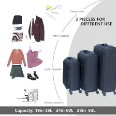 Gulches (20"+24") Two-piece suitcase suitcase set Oxford trolley case without password lock universal wheel, Gray