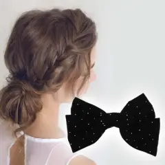 Unique Bargains Cute Rhinestones Bow Spring Hair Clips 1 Pc