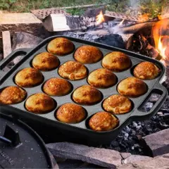 COMMERCIAL CHEF Cast Iron Cookware Aebleskiver Pan with 16 Cake Pop Mold Openings