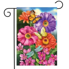 Briarwood Lane Garden Flag 18x12.5 For Outdoor Zinnias in Bloom Spring Garden Flag Flag For Spring Garden Flag Flags For Outside