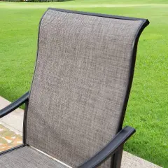 7pc Patio Dining Set with Rectangle Table with 2.6" Umbrella Hole & Metal Sling Arm Chairs - Captiva Designs