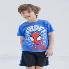 Marvel Spidey and His Amazing Friends Miles Morales T-Shirt and Mesh Shorts Outfit Set Toddler to Little Kid