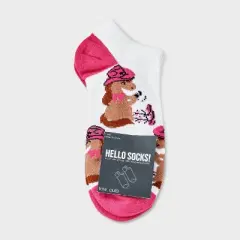 Women's Cowgirl Low Cut Socks - White/Pink 4-10: Animal Icon Pattern, Lightweight Fabric