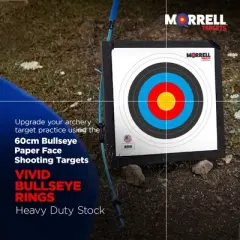 Morrell 60cm Bullseye Paper Face Shooting Targets, 24 x 24-Inch Sheets, for Indoor or Outdoor Ranges, Made with Wood-Free Printed Paper, 100 Count