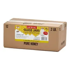 Little Giant HJAR32 32 Ounce Beekeeping Glass Honey Skep Storage Canning Jar Container with Airtight Metal Lid, Clear (12 Pack)