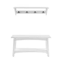 36" Middlebury Coat Hook with Bench Hall Tree Set White - Alaterre Furniture