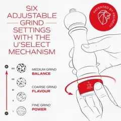 Peugeot Paris u'Select 7-inch Salt Mill - Manual Rock Salt Mill with Adjustable Precision Grinding, Stainless Steel & Beechwood, Elegant  Tool - (Ash)