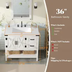 36" Farmhouse Bathroom Vanity with Sink Combo