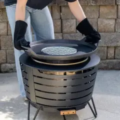 Tiki Fire Pit Cast Iron Grill Top Griddle Black