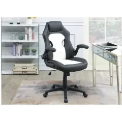 TiramisuBest Black and White Modern Office & Gaming Chair, Adjustable Height, Armrest Cushions, 5-Wheel Base, 1pc