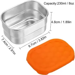 Set of 3 stainless steel containers, 8 oz small snack containers with silicone lids, reusable