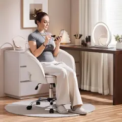 Yaheetech Rolling Office Chair Armchair with Tufted Barrel