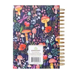 Blank Journal 6"x8" Hard Cover Mushrooms Navy - greenroom: Spiral Binding, Lined Paper, 320 Pages, Adult Stationery