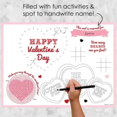 Big Dot of Happiness Conversation Hearts - Paper Valentine's Day Party Coloring Sheets - Activity Placemats - Set of 16