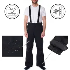 Alpine Swiss Mens Waterproof Snow Pants with Removable Suspenders Insulated Winter Snowboarding Ski Pants