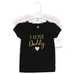 Hudson Baby Infant Girl Short Sleeve T-Shirts, Girl Daddy