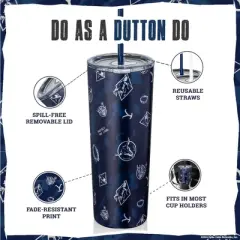 Dragon Glassware x Yellowstone 24 oz Vacuum Insulated Tumbler with Lid and Straws Blue