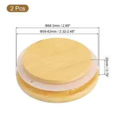 Unique Bargains Wide Mouth Mason Jar Bamboo Lids with Silicone Sealing Rings 2 Pcs